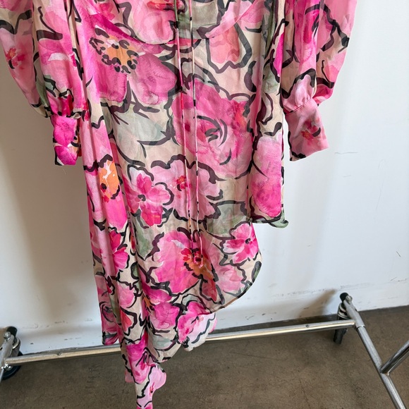 $260 NWOT For Love And Lemons “Tiana” Floral Asymmetrical Sheer Dress Sz Small - Picture 9 of 13